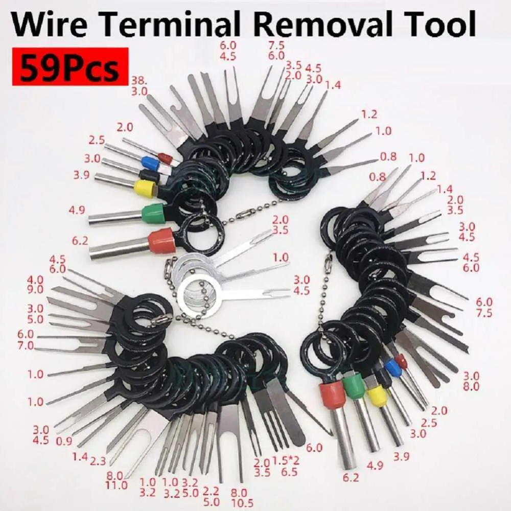 Novo 59PCS Carro Terminal Remoção Kit Fiação Conector de Crimpador Extrator Extrator Terminal Terminal Repair Ferramentas Profissionais Fast Entrega Navio