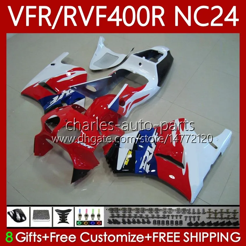 Комплект для тела для Honda RVF400R VFR400 R NC24 V4 VFR400R 87-88 Bodywork 78no.53 RVF VFR 400 RVF400 R 400RR 87 88 VFR400RR VFR 400R белый синий красный 1987 1988 мотоцикл