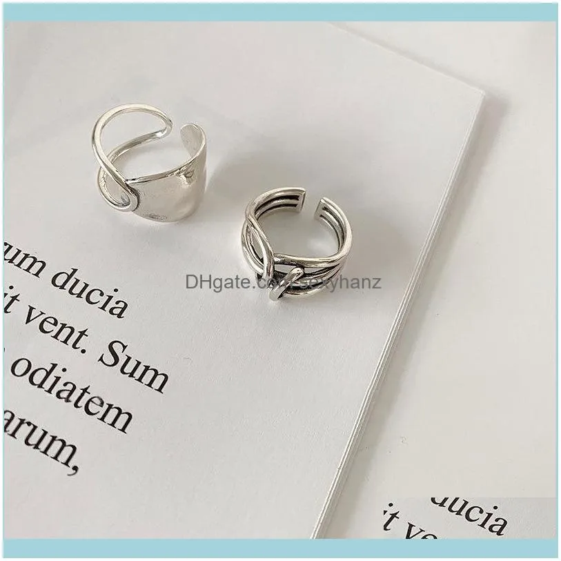 925 Sterling Silver Trendy Width Surface Knot Winding Thai Color Ring Vintage Open Finger for Women Jewelry S-r740