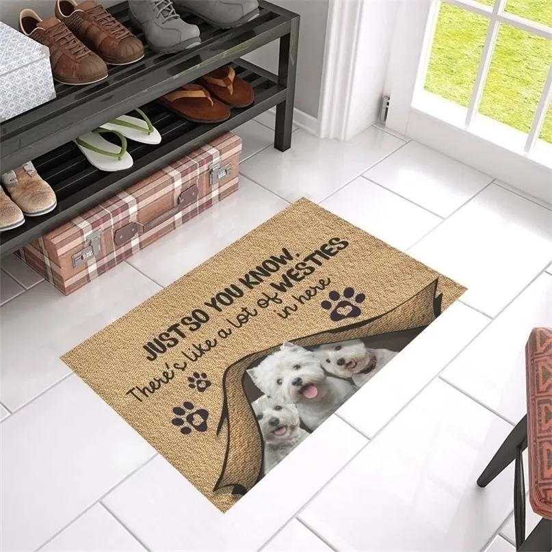 CLOOCL Just So You Know Westie 3D Non Slip Door Mats Absorbent