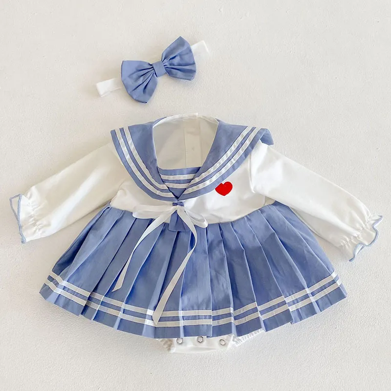 Primavera Outono Infantil Bebés Meninas Loving Coração Bowknot Bouffancy Macacão Band Band Roupas Crianças Menina Longa Manga Roupas 210429