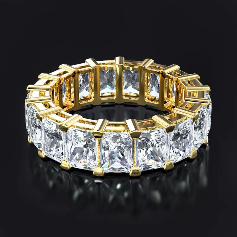 Anéis de cluster clássico prata esterlina rosa cor de ouro cz eternidade proposta anel para mulheres bandas de noivado de casamento jóias finas2530