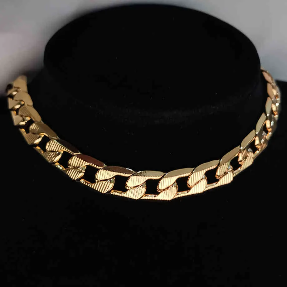 Hip Hop Męski Gruby Miami Cuban Link Chain Choker Naszyjnik Chunky Gold Color Stainlsteel Neck Collares Biżuteria dla kobiet X0509