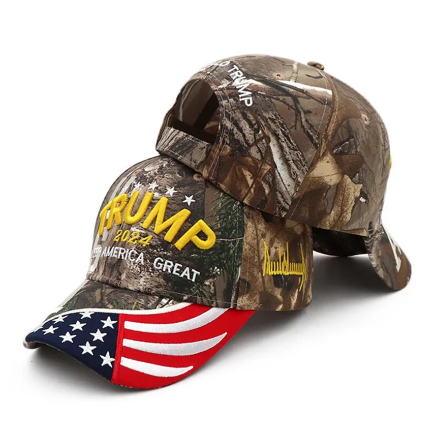 5 styles Trump 2024 USA Presidential Election Baseball Camouflage Cap Black Red Sun Peak Hat with American Flag by sea LLA565