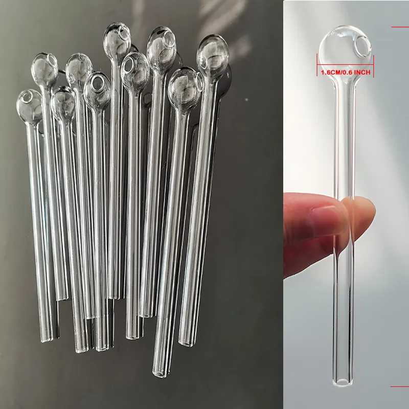 4.7 inch Length Clear Glass Pipe Oil Nail Burning Jumbo Pipes 120mm Pyrex Glass Burner Concentrate 12cm Thick Transparent Smoking Tubes for Smokers Special Ball