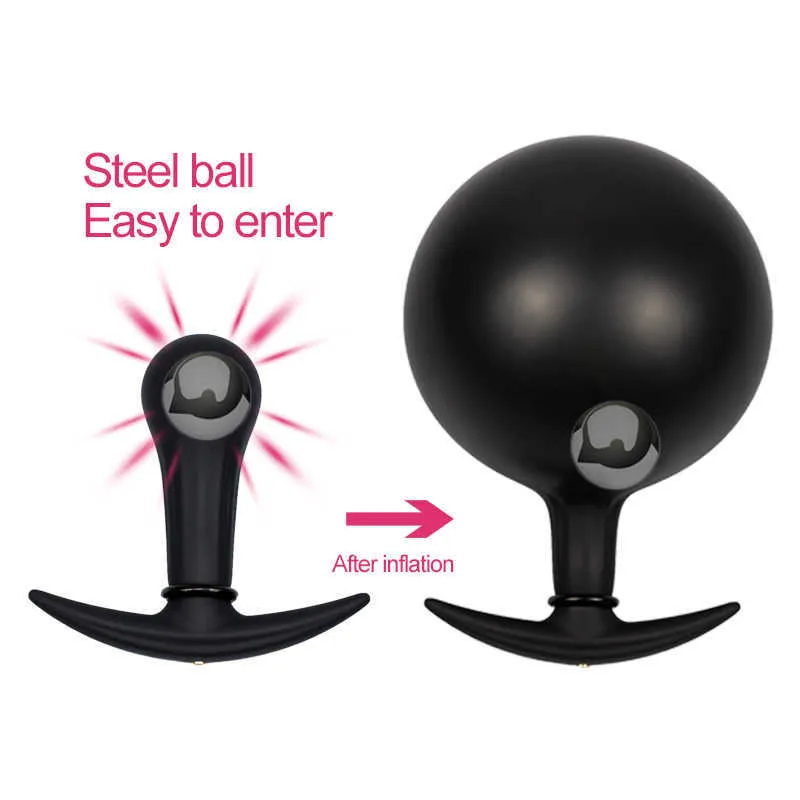 Massagem inflável butt plug anal bolas sextoy construído em contas de metal buttplug vaginal dilatador anal bomba brinquedos sexuais para adultos gay men236b