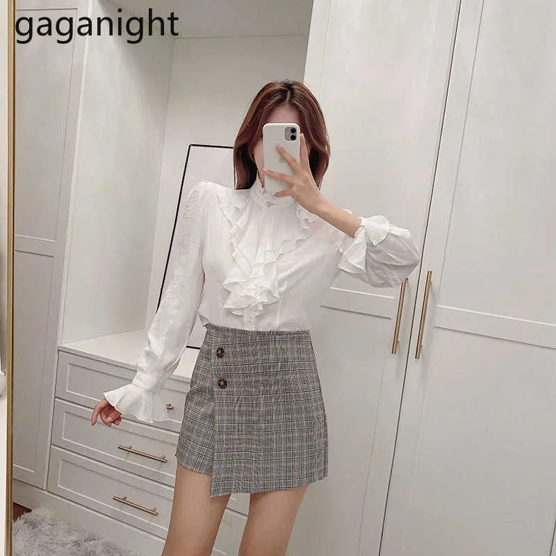 Elegant Women White Shirt Long Sleeve Ruffle Fashion Office Lady Solid  Outwear Tops Plus Size Drop Blouse 210601 From Long005, $20.78