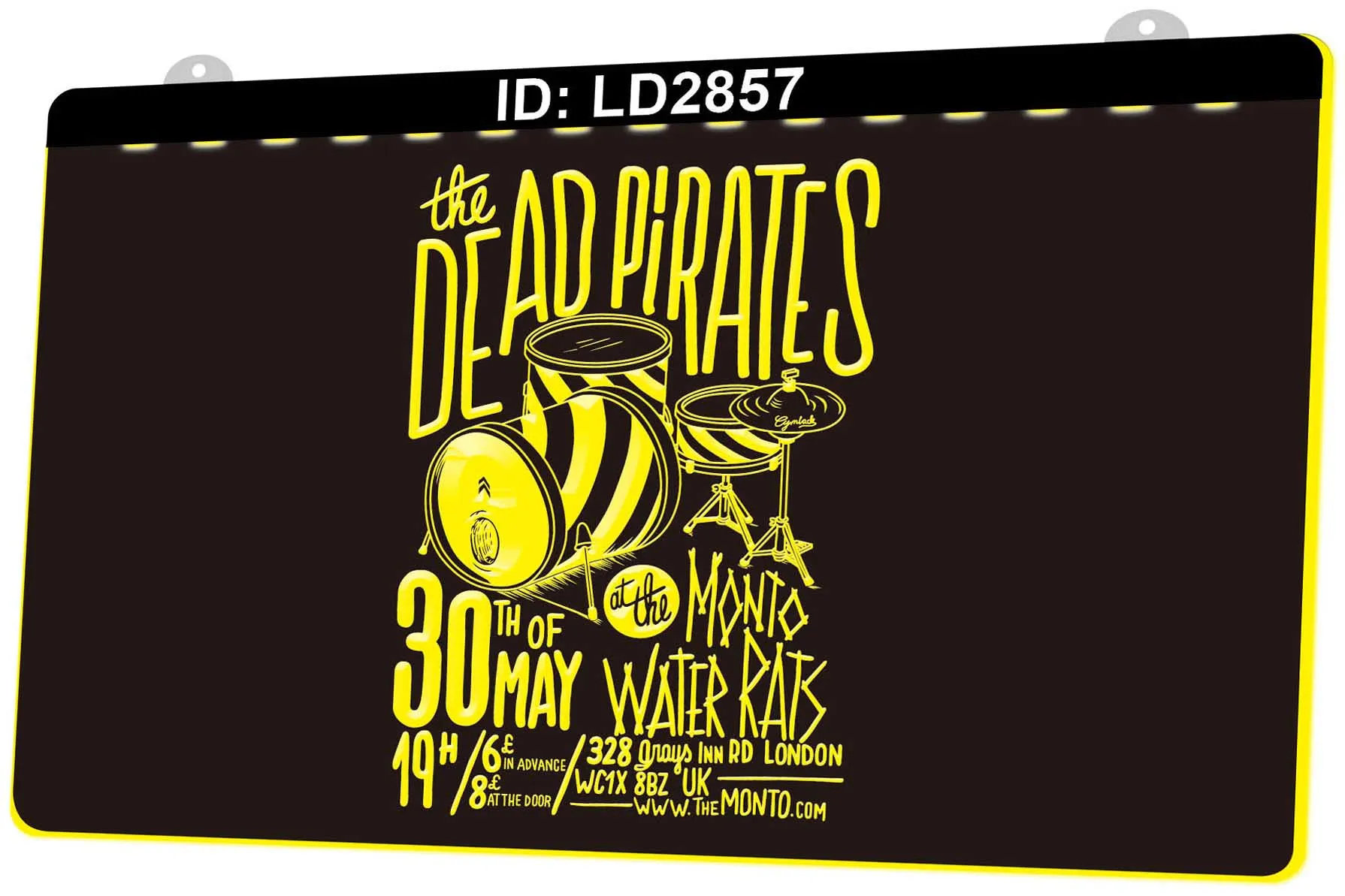 LD2857 belles affiches de concert les pirates morts signe lumineux gravure 3D LED vente en gros et au détail