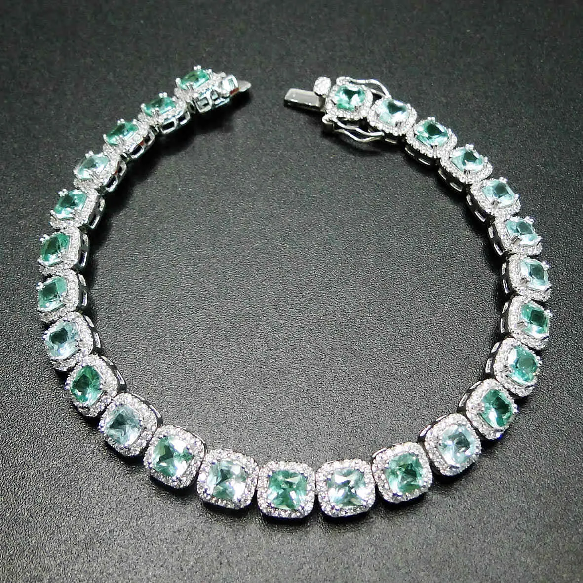 100% 925 Sterling Silver Bracelet Tanzanite & Green Spinel 5mm stone Women Bracelet for gift 210524