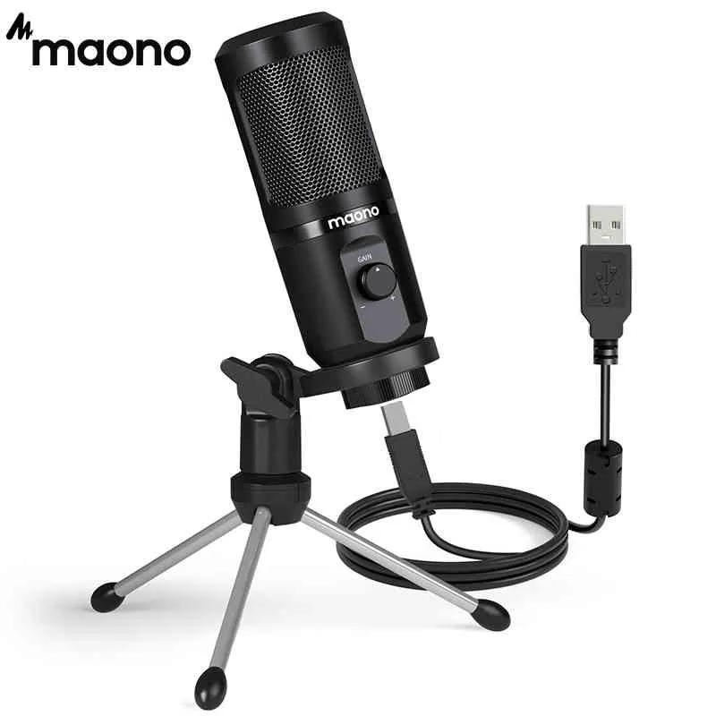 MAONO USB rophone with Gain,192Khz/24Bit Podcast PC Computer Condenser Mic Recording Gaming Streaming Youtube PM461TR