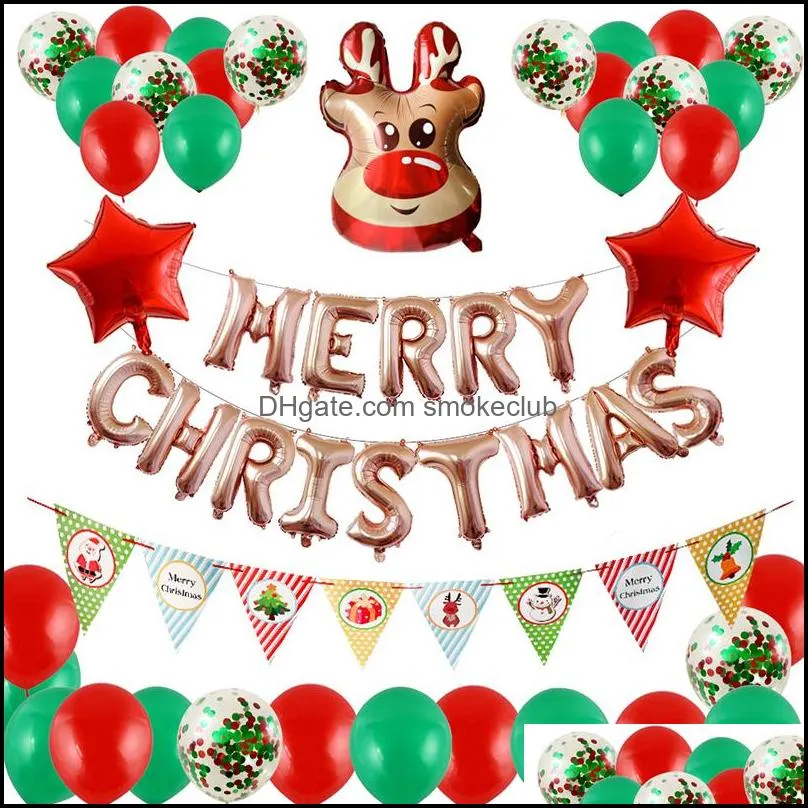 Merry Christmas Aluminum Foil Balloons Pumps Aluminum Film Christmas Party Supplies Decoration Props Santa Claus Christmas For Home