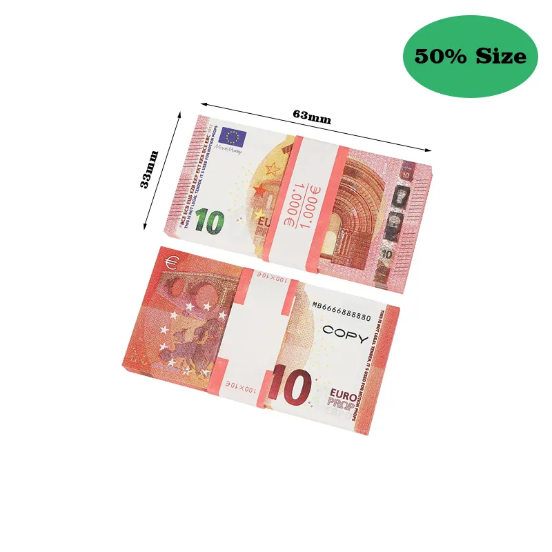 Prop Money Full Print 2 Sided One Stack 영화용 미국 달러 EU 지폐 April Fool Day Kids