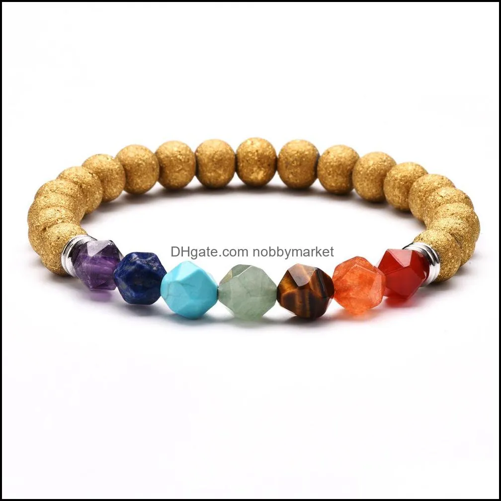 New Arrival 7 Chakra charm Bracelets For Women Men Colorful Natural stone Healing crystals beads chains Wrap Bangle Fashion Yoga
