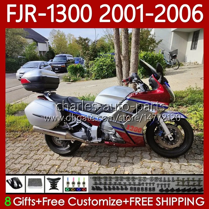 ヤマハFJR-1300 FJR1300A FJR 1300 A CC 2001-2006 Bodywork 106NO.99 FJR1300 Red Silvery 01 02 03 04 05 06 FJR-1300A 2001 2002 2002 2003 2004 2004 2004 2006 OEMフェアリング