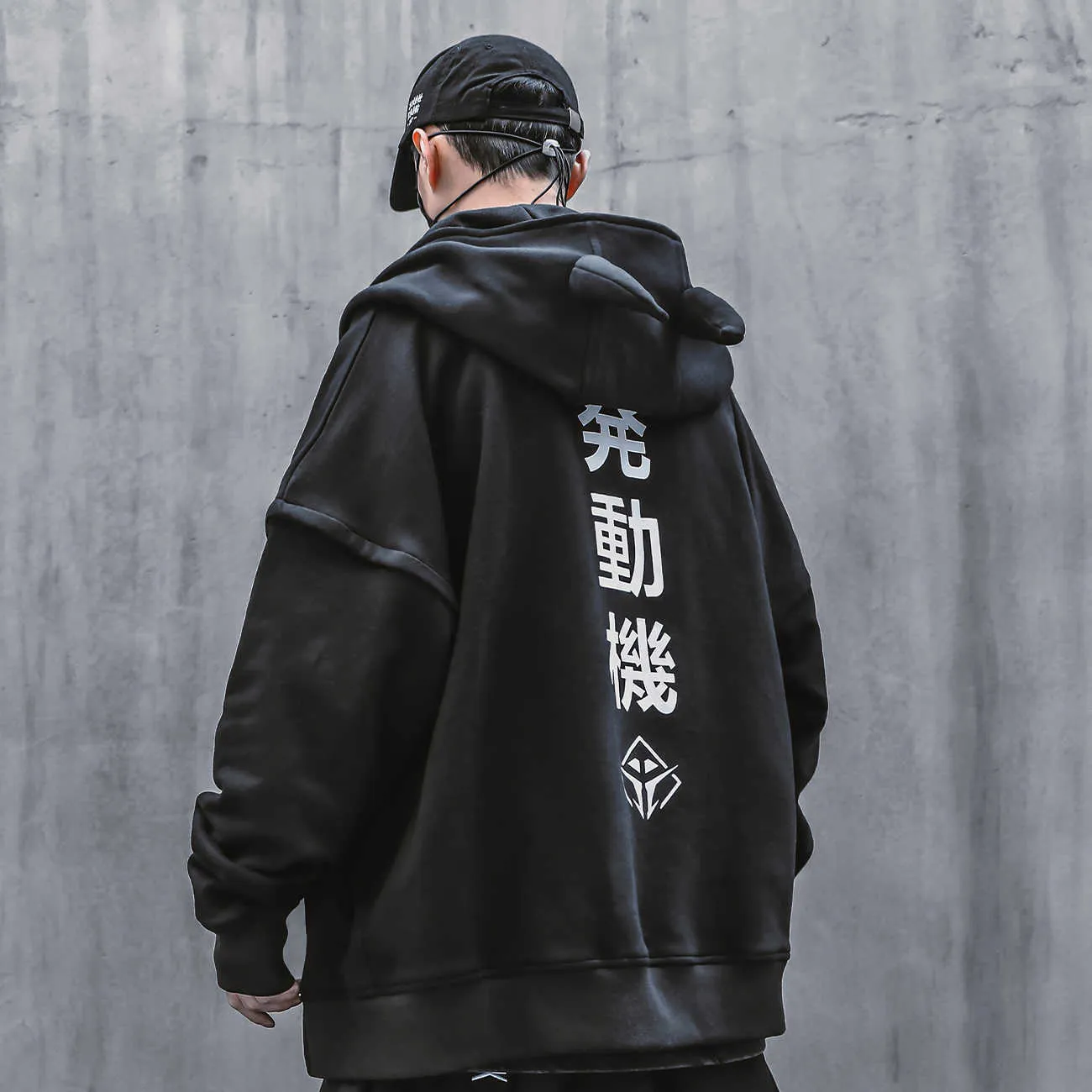 BYBBS DARK Techwear Harajuku Wu Tang Hoodie Mens Punk Devil