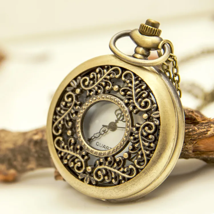 20pcs Large hanging watch bird of paradise vintage pocket watch necklace Korean version sweater chain fashion watch jewelry wholesale