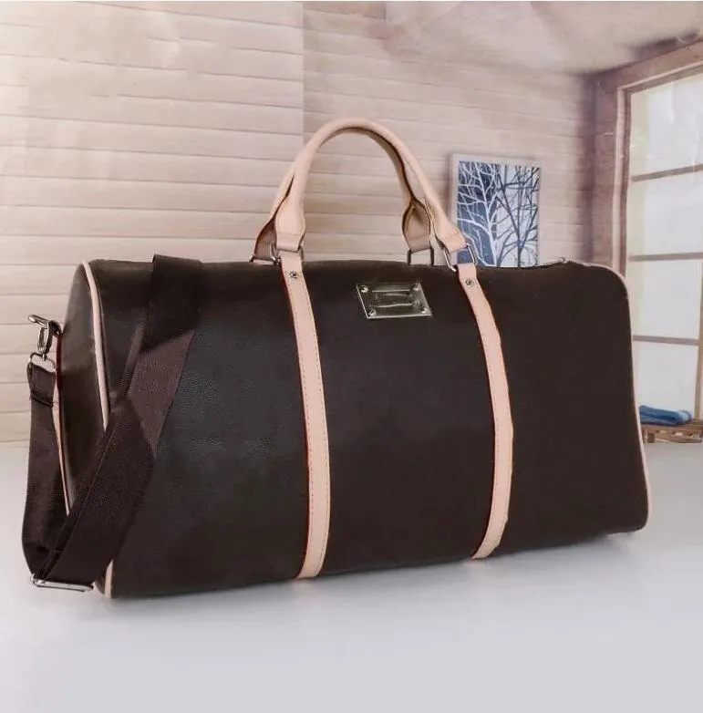 High quality 2021 55cm women men bags fashion travel bag duffle leather luggage handbags large capacity sport solid color Tote Fitness