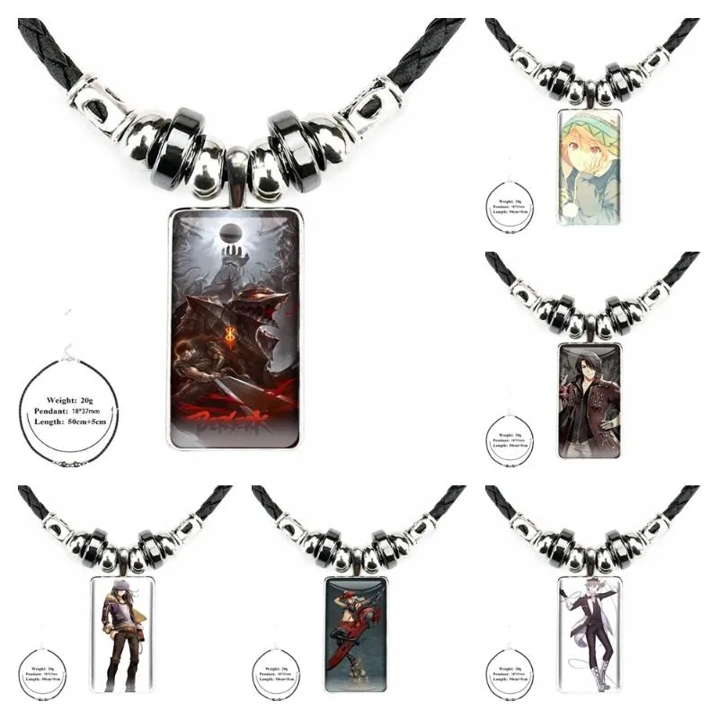 Hänghalsband God Eater Renka Alisa Anime Glass Cabochon smycken stålfärg med lång choker rektangel svart hematit halsband stort