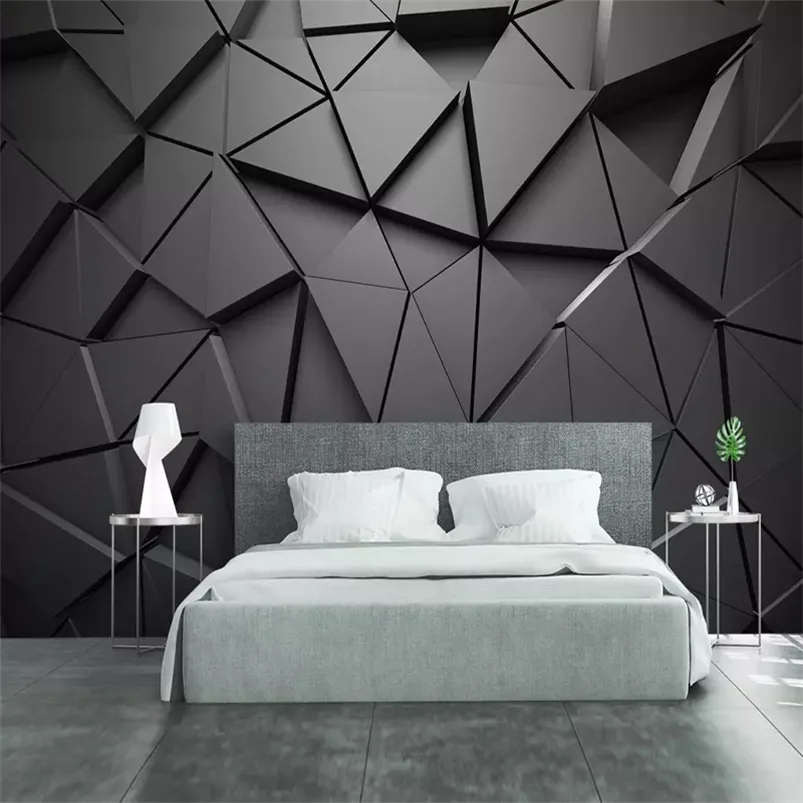 Moderno criativo 3D geométrico abstrato cinzento triângulo grande mural 3d wallpaper sala de estar tv parede decoração de parede pano de parede 3d fresco 210722