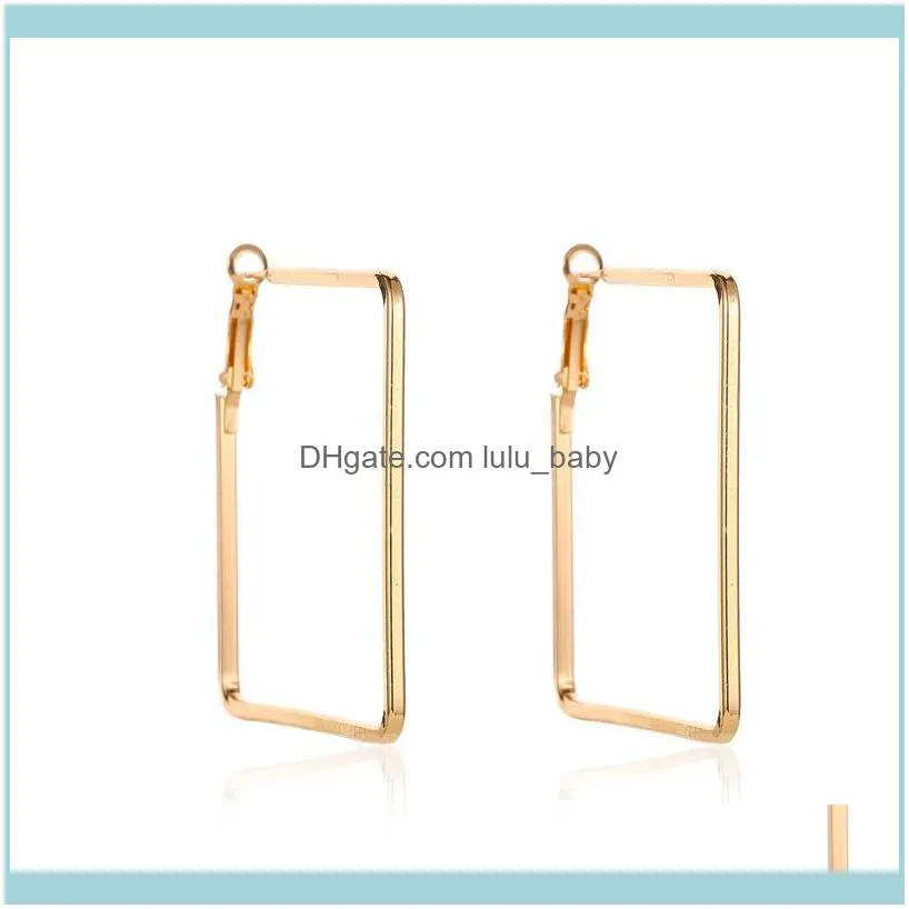 Gold Silver Color Square Earing Creative Hoop Earrings For Women Metal Geometric Jewelry Pendientes & Huggie
