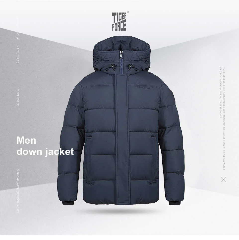 TIGER FORCE Mens Winter Jacket Hooded Mid Length Fashion Parka Men Down Jacket With Hooded Casual Thicken Warm Overcoat 70750 210916 From Dou02 212.19 DHgate.Com