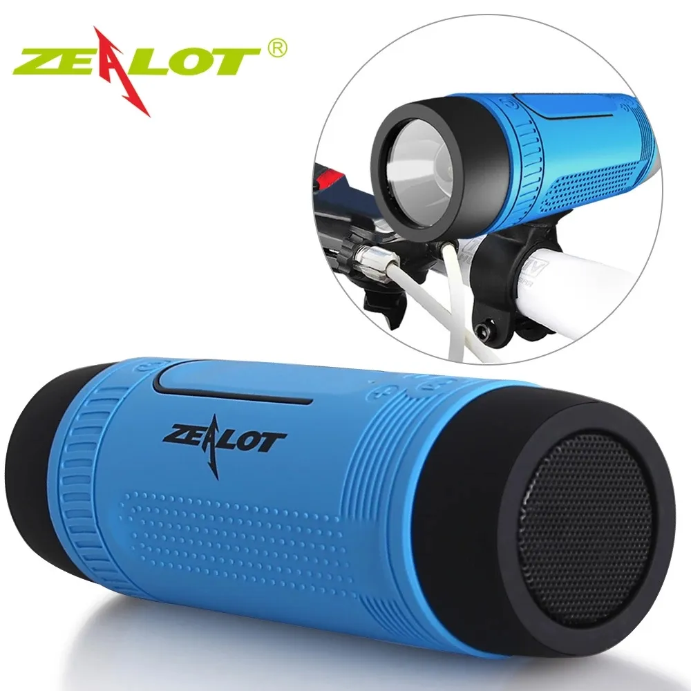 Oryginalny Zeelot Głośnik Bluetooth Outdoor Przenośne rowery Głośnik Wodoodporne głośniki Support Support TF Card Latarka Rowerowa Mount Powerbank na telefon komórkowy