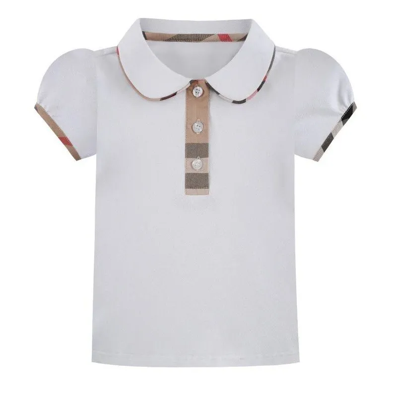 Été bébé filles T-shirts coton fille col rabattu T-shirt Style Preppy enfants à manches courtes hauts T-shirts enfants T-shirt décontracté