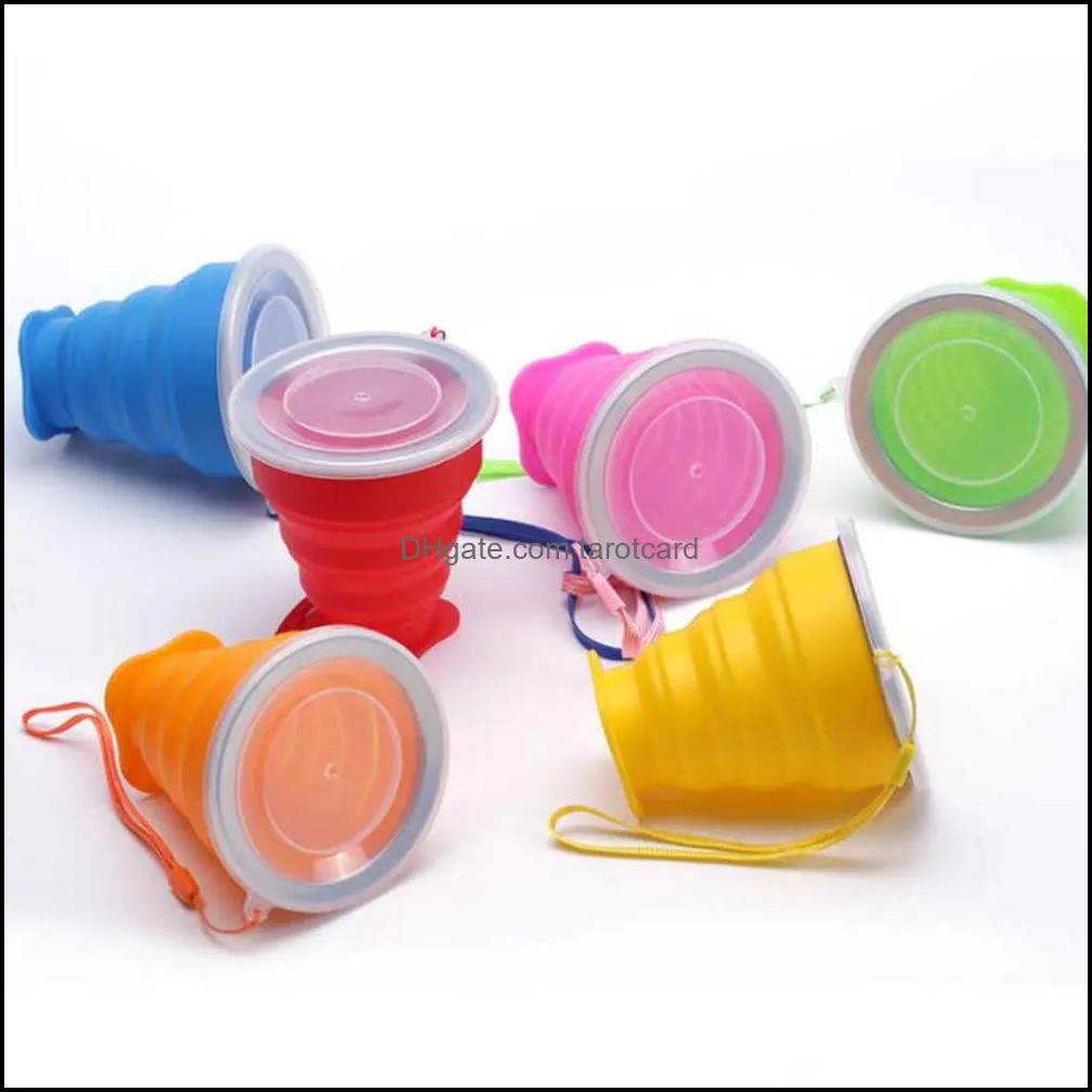 200PCS New Outdoor Travel Silicone Retractable Folding Cup Telescopic Collapsible Portable Water Cup 200-300ml