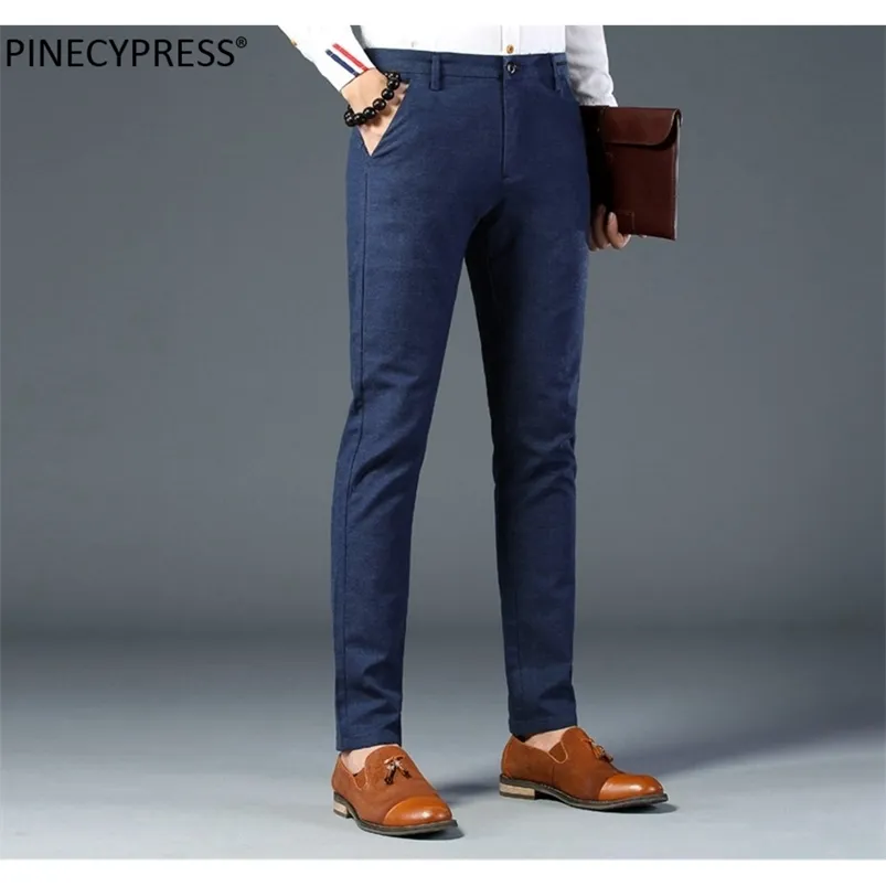 Cotton Slim Men Pencil Pants Business Formal Spring Summer Autumn Blue Male Young Full Length Long Casual Chino Man Trousers 210715