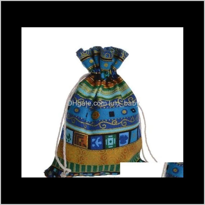  gift bags egyptian style jewelry coin pouch print drawstring gift bag cotton sachet candy travel purse ethnic 10x14cm