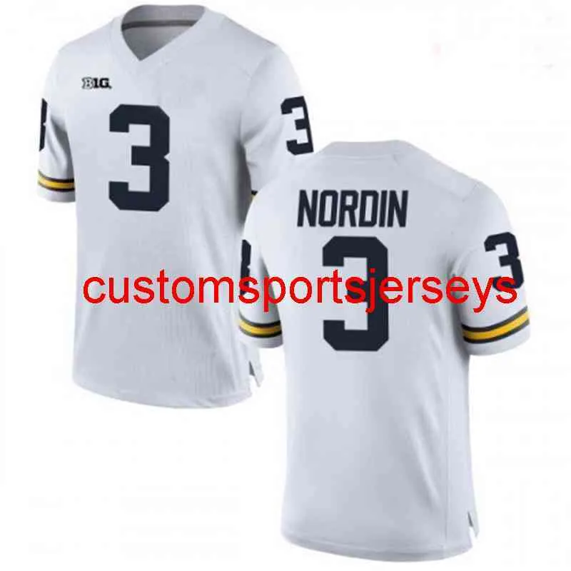 Stitched Quinn Nordin Michigan Wolverines White NCAA Football Jersey Custom Eventuellt namn nummer XS-5XL 6XL