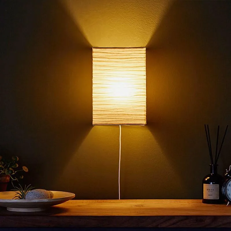 벽 램프 북유럽 핸드 크래프트 종이 플러그 스위치 E14 전구 스콘 침실 침실 램프 램프 통로 발코니 홈 장식 LED 조명