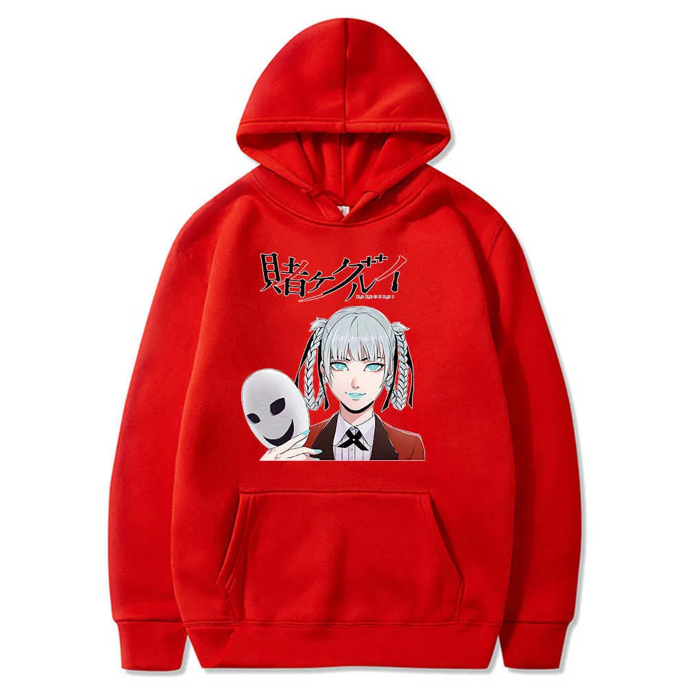 Anime Kakegurui harajuku Kirari Momobami Grafisk Hip Hop Hoodies Men Unisex Cool Manga Sweatshirt Streetwear Hoody Male Y0803