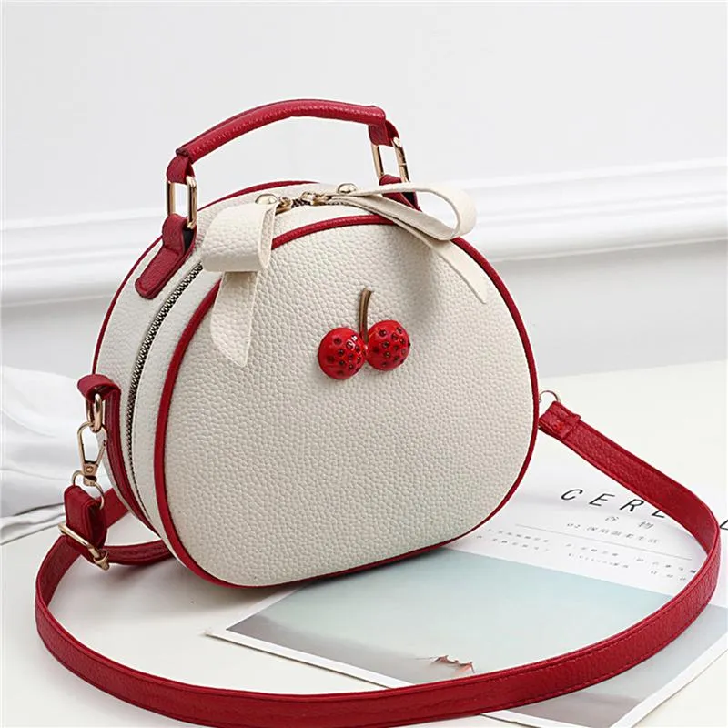 Kobiety Torebka Moda Torba Na Ramię Cherry Decoration Crossbody Dla Damskich Koreański Styl Mały Circle Cross Ciało