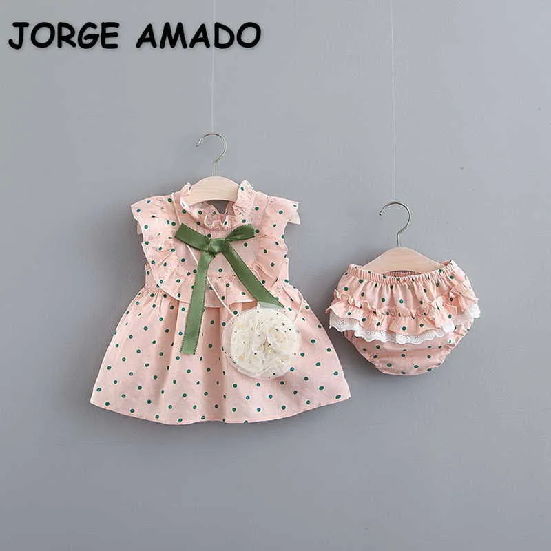 Sommer Kinder Mädchen 2-teiliges Set Rosa Dot Ärmellose Weste Hemden + Mini Shorts Niedliche Stilkleidung E75 210610