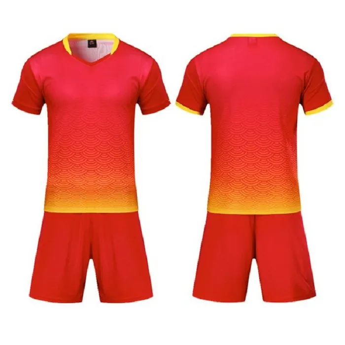 2021 Maillots de football personnalisés Ensembles de football bleu royal lisse absorbant la transpiration et respirant costume d'entraînement pour enfants Jersey 27