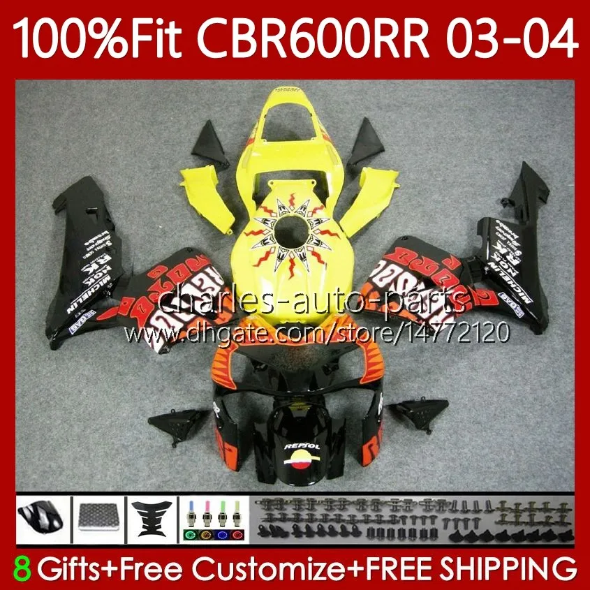 Korpus OEM dla Honda Repsol Orange CBR 600RR 600F5 600CC 03-04 Przewody nadwozia 71NO.22 CBR 600 RR F5 CC CBR600RR 03 04 CBR600F5 CBR-600 CBR600 RR 2003 2004 Wtryskiwanie Worki