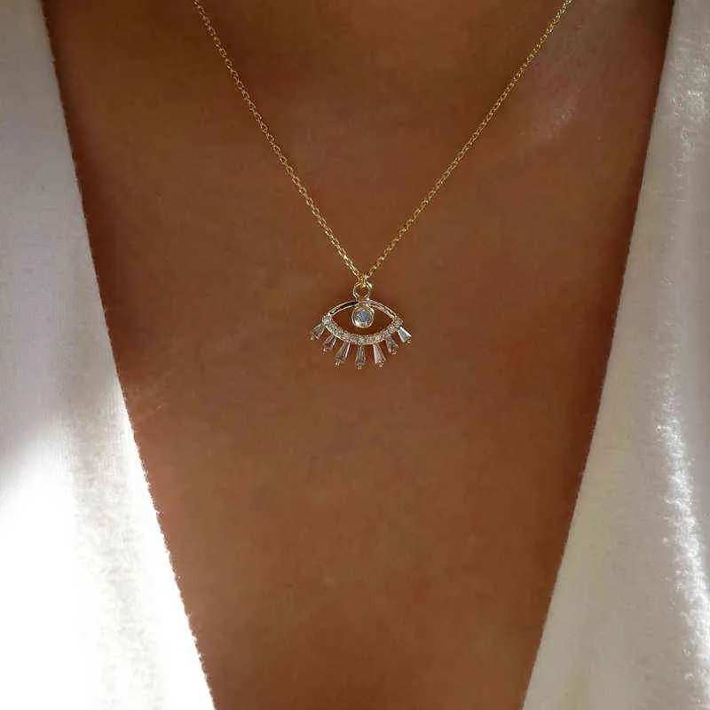 Turchia Moda Evil Eyes Zirconia Collana Donna Gioielli Catena a maglia di alta qualità Evil Eye Collana pendente Bijoux Femme G1206