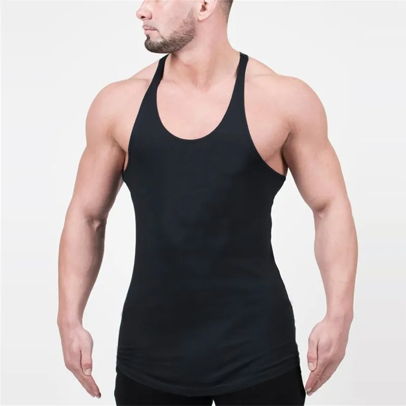 Fitness Gym Tank Toppar för män Bodybuilding Stringer Singlet Brand Clothing Casual Bomull Striped WeightLifting Undershirt 210421
