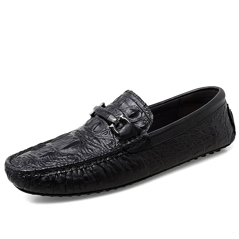 Padrão de crocodilo homens sapatos casuais homens vestido sapatos loafer sapatos homens de couro genuíno deslizamento mocassins manluxury lazer