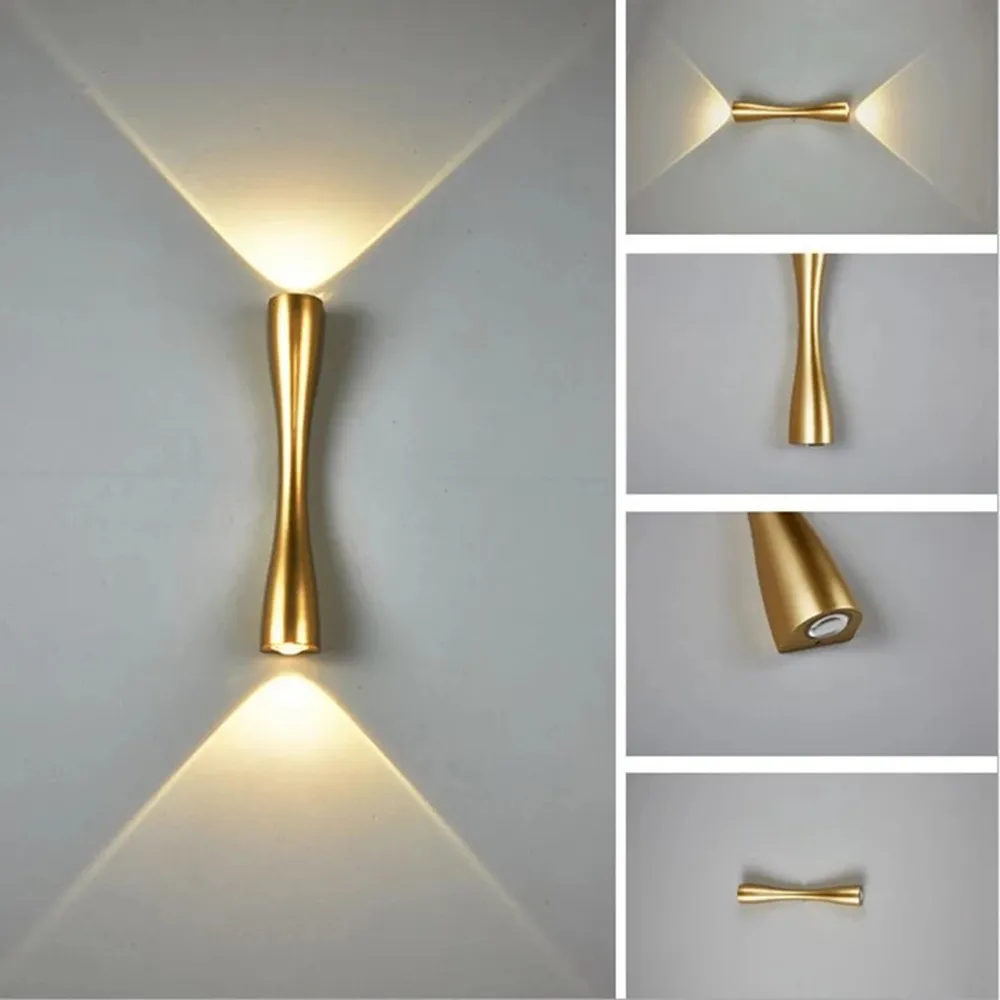 Topoch Creative Wall Lamp Interior Decoration Långhorn upp och ner LED SCONCE LIGHT 24/35CM 2x5W 100-240V utomhusväggbricka Belysning Vattentät IP65