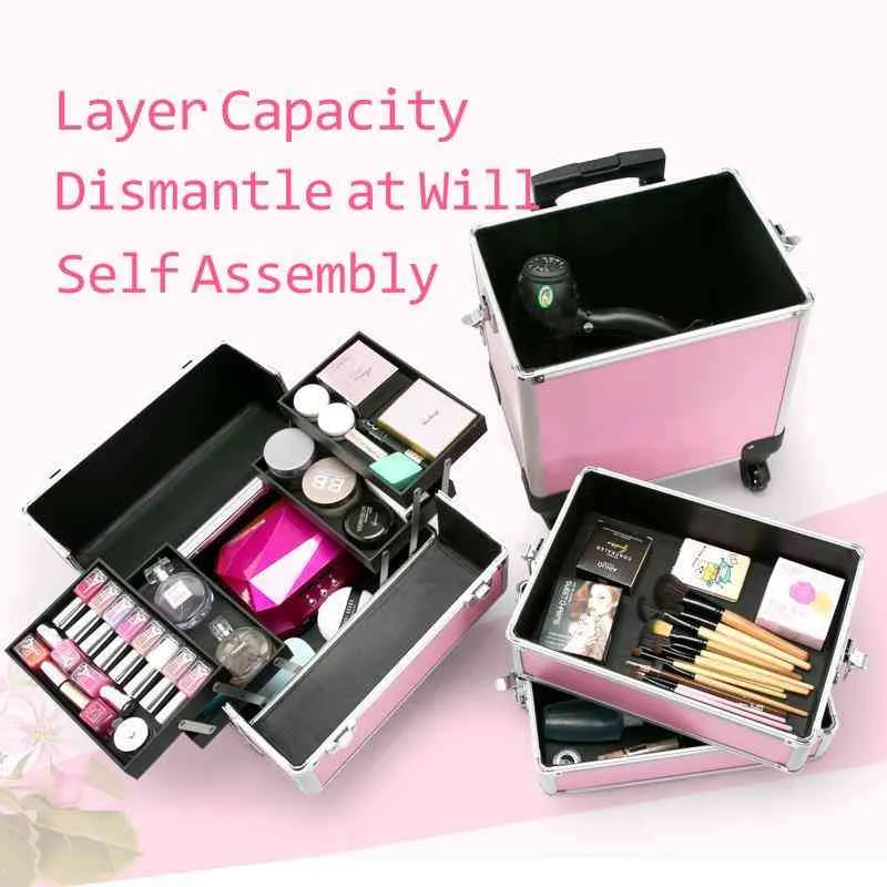 Make up case frisör fåfänga skönhet kosmetisk låda vagn stor c0116