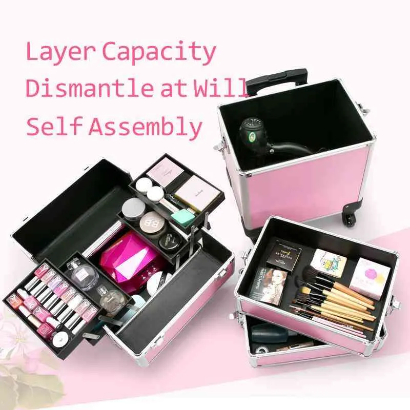 Make Up Case Hairdressing Vanity Beauty Cosmetic Box Trolley Large C0116