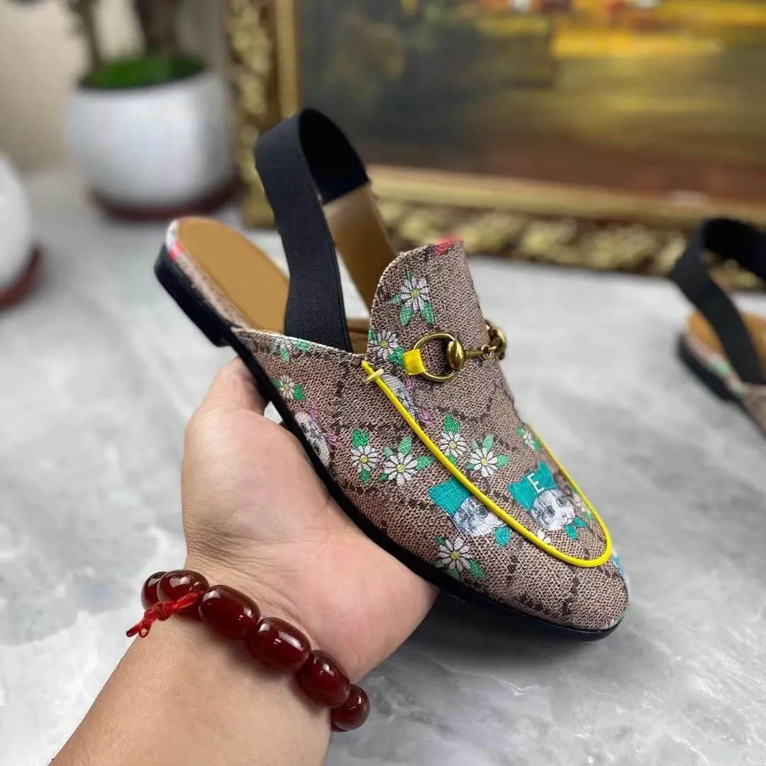 Colorful Flower Language Series Slippers Designer Women Summer Princetown Lace Mules Loafers Genuine Leather Flats With Buckle Snake Pattern top qaulity Slipper