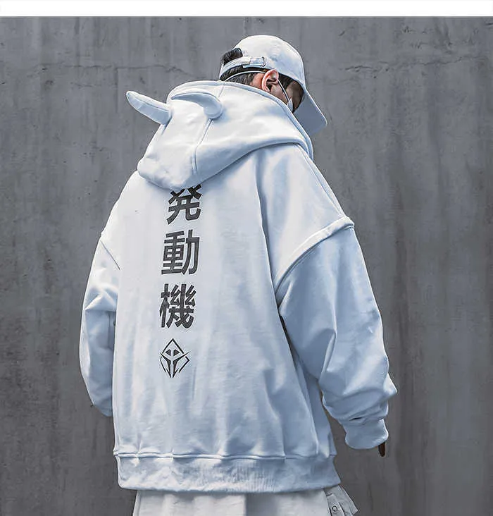 BYBBS DARK Techwear Harajuku Wu Tang Hoodie Mens Punk Devil