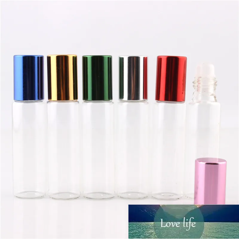 Bouteilles à roulettes en verre transparent, conteneur avec boule pour huiles essentielles, aromathérapie, parfums pour lèvres, 5ML, 10ml, 6 pièces