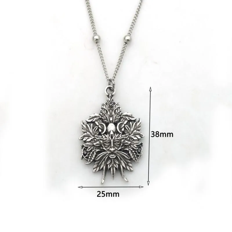 قلادة قلادة أزياء عتيقة Wiccan Green Man Necklace Witch Women's Jewelry3117