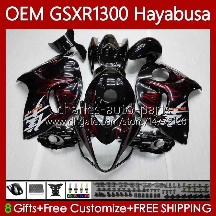 Injectielichaam voor Suzuki Hayabusa GSXR-1300 GSXR 1300 cc 2008 2019 77NO.1 GSX-R1300 GSXR1300 08 09 10 11 12 13 1300CC GSX R1300 14 15 16 17 18 19 OEM Fairing Red Flames