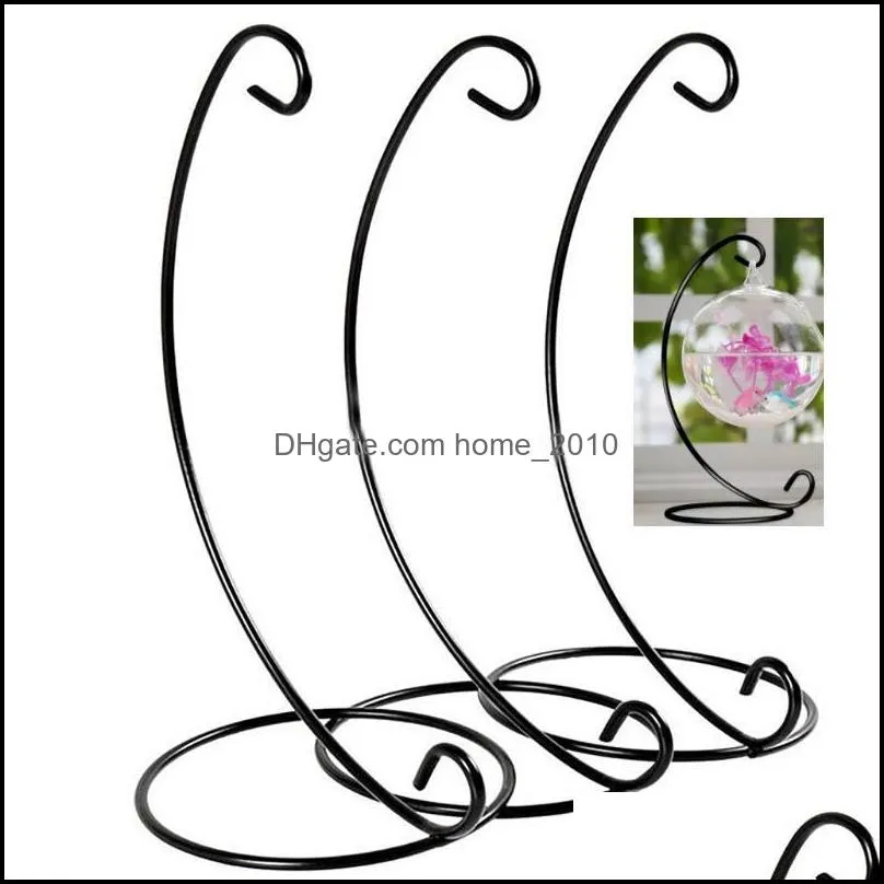 50pcs H23cm Ornament Display Stand Iron Hanging Rack Holder For Hanging Glass Globe Air Plant Terrarium Witch Ball Wedding Home Decor