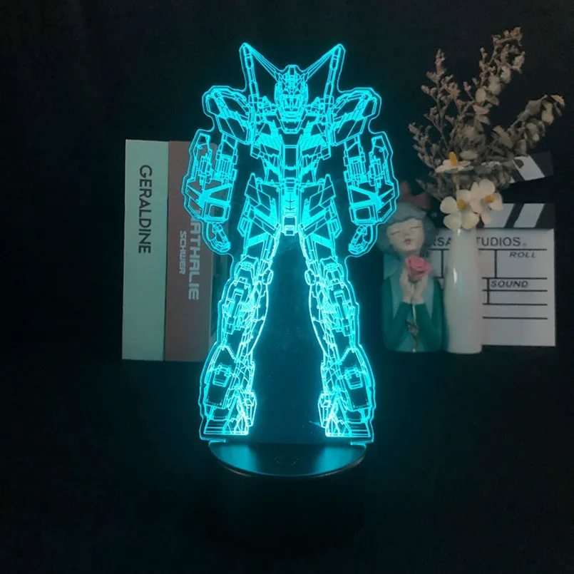 Acrylic 3D Lava Lamp GUNDAM Figure LED Night Light Color Change Remote